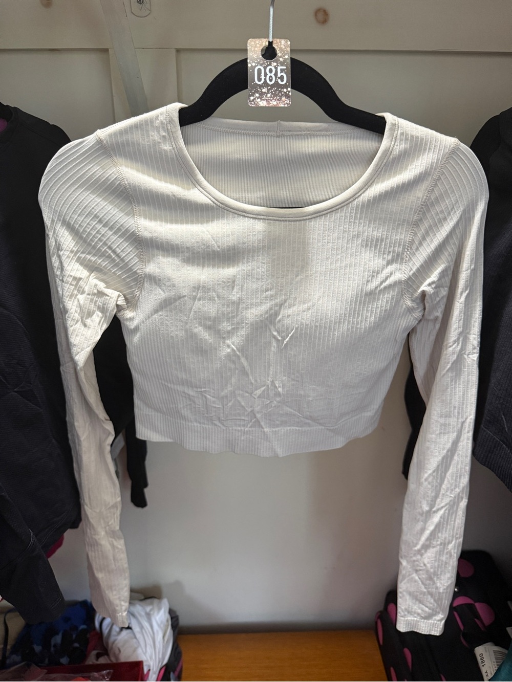 085 lululemon athletica ebb to street White Ribbed Long-Sleeve Crop Top